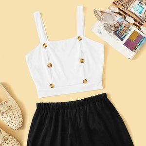 Button Front Crop Top